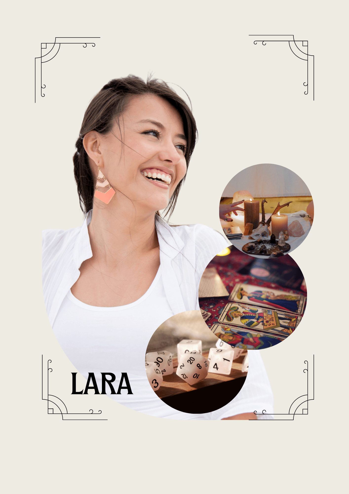 Lara - Hellsehen ohne Hilfsmittel - Jenseitskontakte - Psychologische Lebensberatung - Crowley Tarot - Heilung & Harmonisierung Lara - Hellsehen ohne Hilfsmittel - Jenseitskontakte - Psychologische Lebensberatung - Crowley Tarot - Heilung & Harmonisierung